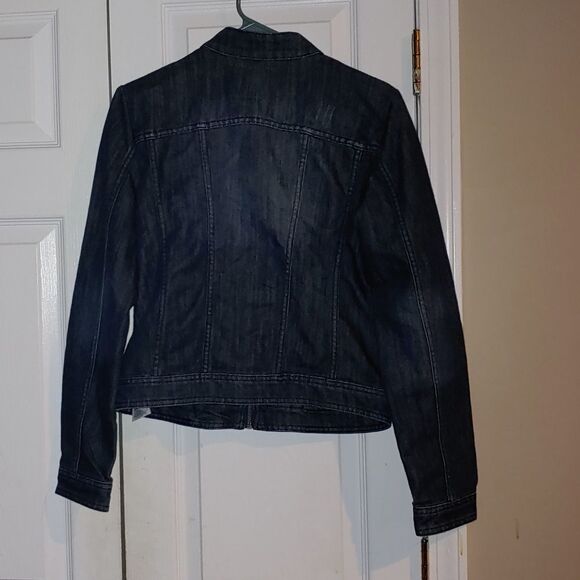 Guess Zipper Down distressed jean denim jacket  Sz M - Picture 4 of 9